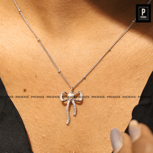 สร้อยคอรูปโบว์ประดับเพชรโมอิสซาไนต์ VVS เงินแท้ 925 ของขวัญจากผู้จัดจำหน่าย - Product Image 5