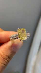 Yellow 3CT Radiant Cut Moissanite Full <b>Eternity</b> <b>Ring</b> Original 925 Sterling <b>Silver</b> Wedding Promise Unique Gift For Brides Charms - Product Image 1