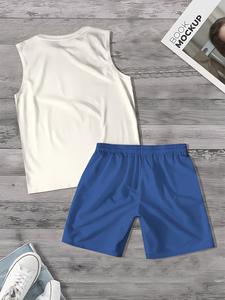 Men's Summer Beach Vacation Outfit Featuring Trendy Sleeveless Tank Top Shorts 3D Prints 100% Cotton Quick Dry Lightweight - Product Image 3