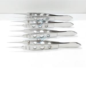 Pinzas de Cornea 1x2 con Dientes de 0.12mm y Plataforma de Atadura, Instrumento Quirúrgico Manual de Acero Inoxidable para Uso Hospitalario Oftalmológico - Product Image 4