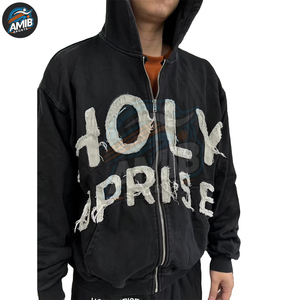 Prix d'usine, bas prix, nouvelle mode, haute qualité, basiques, coton mélangé, design premium, sweats à capuche pour hommes avec broderie effet vieilli, en vente - Product Image 2