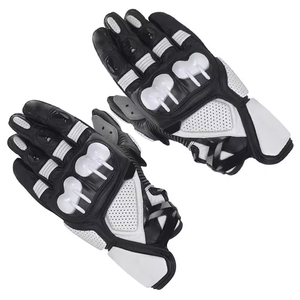 Gants de course en cuir à doigts entiers avec design de panneaux respirants pour le motocross, fermeture unisexe à scratch - Product Image 5