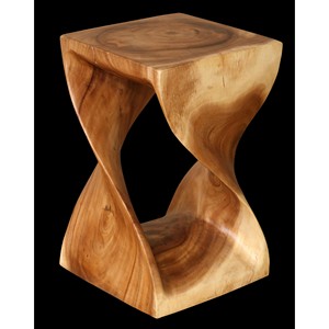 Handcrafted Acacia Wood Twisted Rectangle Stool-Decorative Minimalist Design Walnut Finish 28x28x45 cm Wholesale Aqudus Saleem - Product Image 1