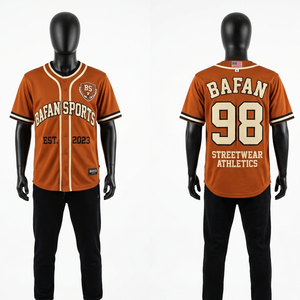 <b>100</b>% cotton T-<b>shirt</b> for men loose fit printed 190 GSM Breathable Poly Mesh Baseball Jersey Brown Cream Athletic Custom Logo Wear - Product Image 1