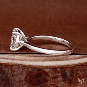Anillo de compromiso nupcial de oro blanco de 10k con diamante de laboratorio de 2 quilates, corte cojín alargado, solitario tipo catedral - Product Image 3