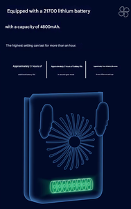 พัดลมคล้องคอแบบพกพา GONGTIAN W920 มอเตอร์ไร้แปรงถ่านทรงพลัง แบตเตอรี่แบบชาร์จได้ ตัวเครื่องทำจากพลาสติก ใช้งานกลางแจ้งได้ พร้อมปุ่มควบคุม - Product Image 4