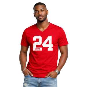 T-shirt à col en V Kappa Alpha Psi numéro 24, vêtements de fraternité grecque avec motif audacieux, confort premium et coupe élégante - Product Image 1