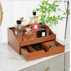 Wooden 3 Tier <b>Storage</b> <b>Tray</b> Rectangular Minimalist Design For Perfume Bottles Bedroom Neatening Organizer Standing Type - Product Image 1