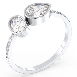 Bague de fiançailles en argent sterling 925 et moissanite, fabrication REYES, vente directe d'usine, plaqué or blanc 14 carats, bijoux pour femmes - Product Image 2