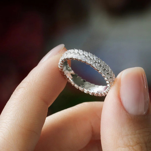 Sustainable Bridal Jewelry 1.82 Carat Double Row Marquise Lab Grown Diamond Wedding <b>Ring</b> 14K <b>Gold</b> Prong <b>Set</b> Multi Stone Band - Product Image 2