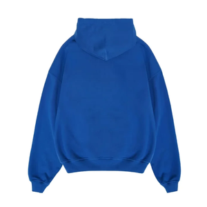 Sudadera con Capucha Unisex Oversize de Hombros Caídos, Azul Sólido, Algodón French Terry, Casual, Transpirable, con Diseño de Bolsillo Bordado - Product Image 2