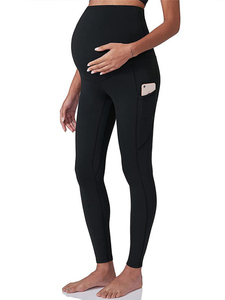 Pantalon de grossesse taille haute personnalisé en gros, extensible, ultra doux, en Spandex/Polyester, Legging en maille pour femme enceinte, Yoga - Product Image 2