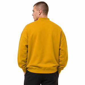 Mock Neck Sweatshirt For <b>Men</b> with Custom Chenille Letter Embroidery 100% Cotton Fleece <b>Pullover</b> <b>Mens</b> Mock Neck Sweatshirt - Product Image 3