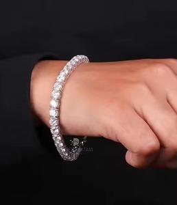 18k Yellow/ Rose/ White Rhodium Plated Moissanite Diamond Bracelet Round Cut Jewelry For Anniversary <b>Gift</b> To Women - Product Image 1