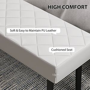 Panca Ottomana in Ecopelle per Ufficio Domestico e Camera da Letto, 39,4 Pollici, Seduta Imbottita Grigia con Gambe in Metallo - Product Image 5