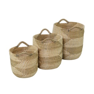 Ensemble de 3 paniers en jonc de mer pour articles ménagers, panier de rangement fait main, vente en gros, écologique, fabriqué au Vietnam - Product Image 1
