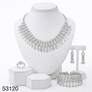 Ensemble collier et boucles d'oreilles pendantes élégants pour femme, plaqué or naturel, zircon, motif feuille tendance, chaîne corde - Product Image 4