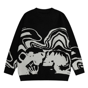 Pull à manches longues avec logo personnalisé, col rond, tricoté, motif uni, pull pour homme, couleur personnalisée, nouveau style streetwear - Product Image 1