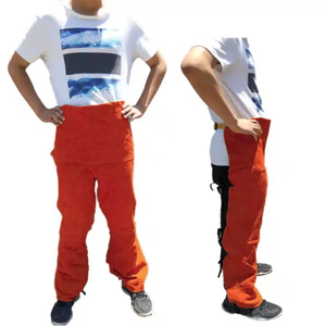 Gants et pantalon de protection robustes en cuir de vachette, résistants au feu et à la chaleur (1000°C), antistatiques, anti-vapeur, pour la sécurité au travail et la soudure - Product Image 2