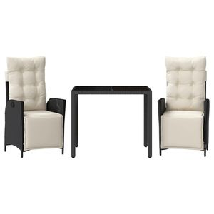 Ensemble de salle à manger de jardin noir et blanc crème - Product Image 2