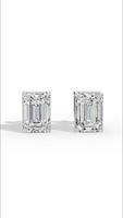 Boucles d'oreilles clous en diamant de laboratoire taille émeraude, argent sterling 925, sertissage quatre griffes, certifiées IGI, bijoux fins pour femme, mariage