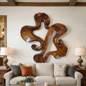 Escultura de Pared de Madera Hecha a Mano Luxali, Muebles para Sala de Estar, Madera Orgánica, Fluidez Escultural, Diseño Art Deco - Product Image 4