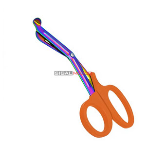 Ciseaux EMT 7,25 pouces, lames arc-en-ciel avec manche orange, acier inoxydable allemand, ciseaux utilitaires EMT, bandage de traumatisme, paramédical - Product Image 2