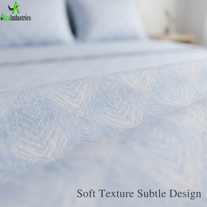 King Size Light Blue Geometric Bedsheet <b>Set</b> | Soft Cotton <b>Bedding</b> <b>Set</b> with Pillow Covers | Lightweight Modern Bedroom Decor Bed - Product Image 3