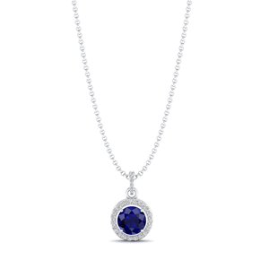 REYES Luxurious Round Cut 2.73Ct Blue Sapphire Gemstone Pendant Chain <b>Necklace</b> in 925 Sterling <b>Silver</b> Moissanite Fine Jewelry - Product Image 5
