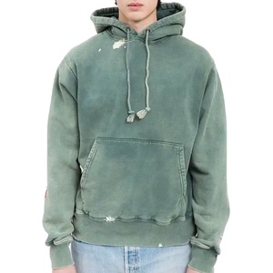 Sweat à capuche pour homme en coton lourd délavé à l'acide, basique, streetwear personnalisé pour l'hiver - Product Image 1