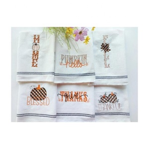 Fait sur mesure 100% tissu de coton biologique Palm brodé Super doux absorbant Golf serviettes ensembles maison réutilisable-cuisine salle à manger OEM - Product Image 4