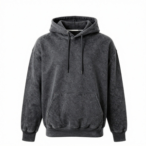 Sweat à capuche oversize pour homme de qualité supérieure, sans cordon, en molleton 100% coton épais et respirant, coupe courte - Product Image 3
