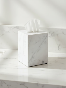 White Marble Classic Tissue Box Grey Veins-Rectangular Luxury Waterproof Eco-Friendly Tissue Holder <b>for</b> Home Hotel Table Use - Product Image 3