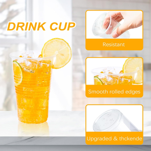 Gobelets jetables transparents en PET/PLA de 16 oz, lot de 50, anti-fuite, biodégradables, pour boissons froides et chaudes, soda, mariage, fête, sans BPA - Product Image 4