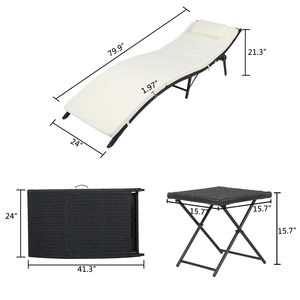 Set Letto Pieghevole e Sedia da Spiaggia a Tre Pezzi Nero YJ con Quattro Linee per Uso in Giardino, Spedizione Gratuita - Product Image 6