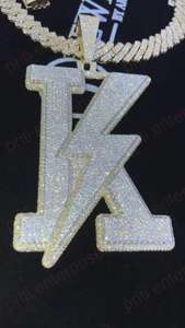 Colgante de Lujo HipHop con Moissanita Certificada, Joyería para Raperos, Plata de Ley 925, Dije Inicial Personalizado, Chapado en Oro de 18K - Product Image 5