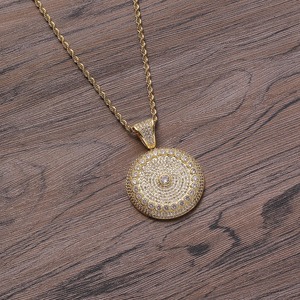 Hiphop Custom Moissanite Pendant with <b>Chain</b> Brass <b>Iced</b> <b>Out</b> Big Round Charm Bling Fashion Necklaces - Product Image 6