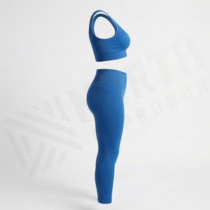 Conjunto de Yoga Personalizado para Mujer Tallas Grandes, Dos Piezas, Ropa Deportiva, Cintura Alta, Transpirable, Sin Costuras, Bra Deportivo y Pantalones con Logotipo Frontal - Product Image 3