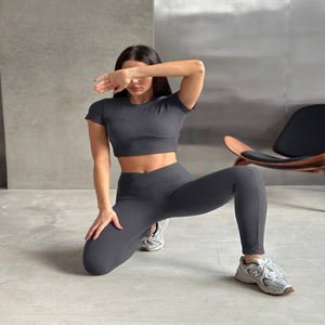 <b>Women's</b> Plus Size Yoga Activewear Gym Set 2-Piece Tummy Control <b>Leggings</b> Sports <b>Crop</b> Top Bra Biker Shorts Fitness - Product Image 1