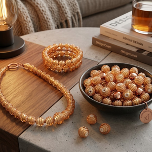 Cuentas de vidrio transparente hechas a mano con técnica de lampwork – Paquete de 50 cuentas redondas de 12 mm para la elaboración de joyas y proyectos de manualidades DIY - Product Image 4