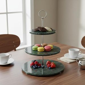 3 Tier <b>White</b> Marble <b>Cake</b> <b>Stand</b> with Gold Metal Rod Multi Level Serving Tray Elegant Dessert Display <b>Stand</b> for Wedding Party Home - Product Image 3