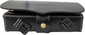 Vintage Style <b>Black</b> Leather Pouch Handcrafted Historical Reenactment Gear & Decorative Storage Case with Brass Detail - Product Image 6