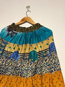 Bohemian <b>Patchwork</b> Breathable Silk Maxi <b>Skirt</b> One Size S to XL Big Flare - Product Image 4