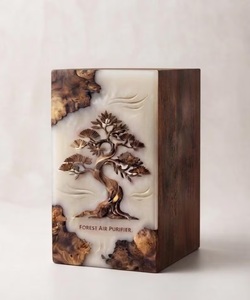 Elegant Wooden & Resin Eco-Friendly Durable Cremation Urn <b>Box</b>-Personalized Keepsake <b>Memorial</b> <b>Box</b> for Pet Ashes - Product Image 1