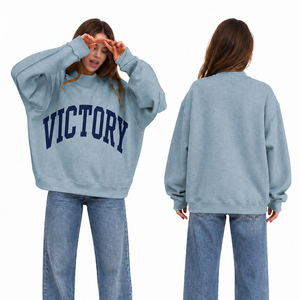 Oversized Women Crewneck Sweatshirt Victory Print Casual Pullover Loose Fit Fleece Streetwear Hoodie Alternative Autumn Winter - Product Image 1