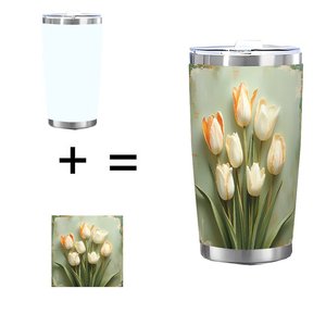Gobelet isotherme en acier inoxydable de 20 oz à double paroi, design tulipe personnalisé, tasse de voyage - Product Image 1