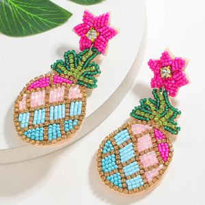 Al por mayor: Cuentas de arroz de colores con diseño de piña y frutas tropicales, hechas a mano estilo bohemio, unisex, con pedrería, de MULTI CRAFT - Product Image 1