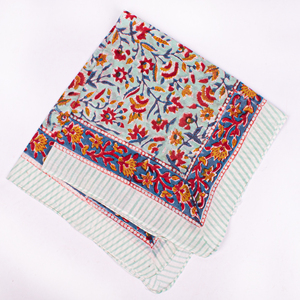 Pañuelo Cuadrado Floral Estampado a Mano en Algodón, Multifuncional, Estilo Casual, Accesorio para Primavera/Verano - Product Image 6