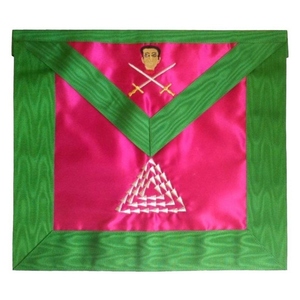 15th Degree Scottish Rite Masonic Apron Embroidered <b>Green</b> Red Fabric Classical Style Patch Badge - Product Image 1