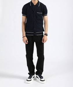 Soft and Comfortable Terry Fabric Cheap Price High Quality Custom Logo Print Half <b>Sleeve</b> for Collar <b>Button</b>-<b>Up</b> <b>Shirt</b> for Men - Product Image 6